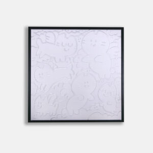 Packshot de l'œuvre "Chas lumière, 2024" par Chanoir, présentant une broderie VANGART monochrome totalisant 136 738 points. Signée à la main par l’artiste au dos et accompagnée d’un certificat d’authenticité.